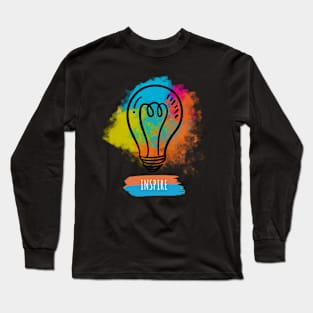 Inspire Colorful Watercolor Bulb for Motivation &Creativity Long Sleeve T-Shirt